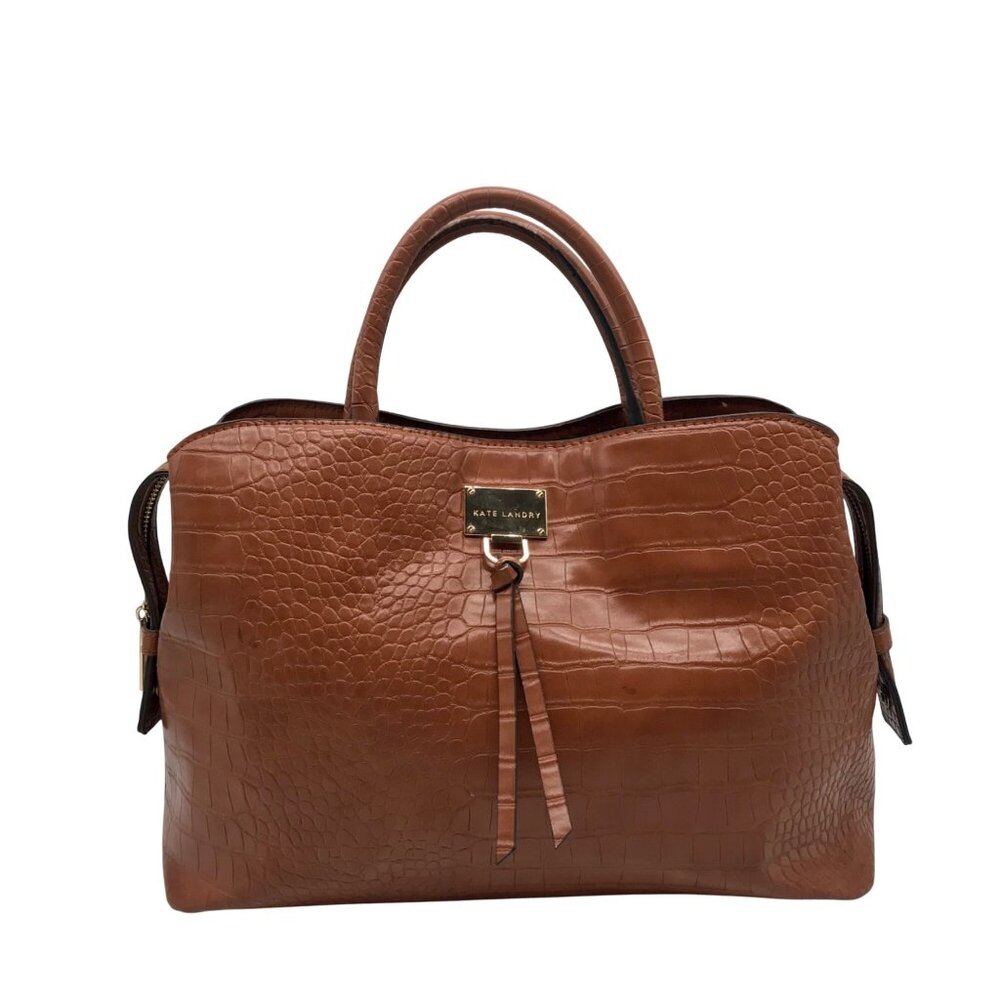 Kate Landry Brown  Leather Croc-Embossed Hand Bag
